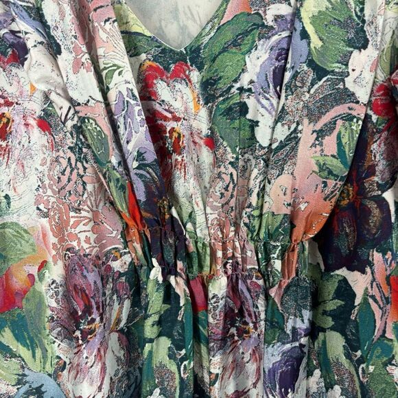 Sundance 100% Silk Sugarplum Garden Blouse Women’s XS Colorful Long Sleeve Top - Picture 7 of 11